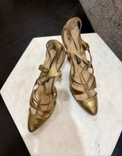 Maud Frizon Women's 3.5 High Heels Size 40 US 8.5 gold leather vintage heels