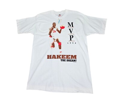 NWT VTG 1994 Hakeem Olajuwon MVP T-Shirt Houston Rockets Single Stitch Sz Large
