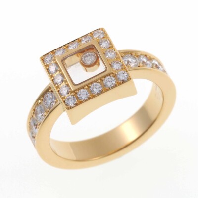Chopard Happy Diamond Square Ring 18k YG Yellow Gold 82/2939-20 54 US size 
