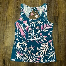 Lilly Pulitzer Blue & Pink Noemi Tidal Wave Tank Cut Out Tassel’s Size Small