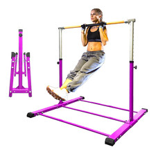 5'ft Horizontal Bar Folding Athletic Gymnastics Teenagers Kids Kip Bars  Gloves