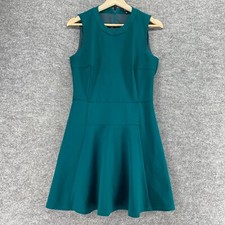 Madewell Dress Women 4 Blue Sheath Midi Zipper Crew Neck Sleeveless Lined Casual