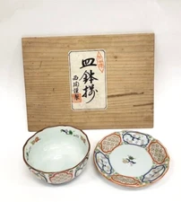 Arita ware, old Imari style picture plate and bowl set, Japan