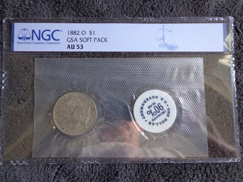 1882-O GSA Soft Pack NGC AU53 Morgan Silver Dollar