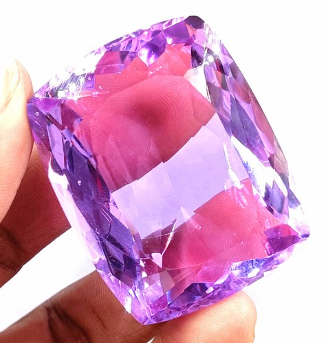 Transparent 330 Carat Ethiopian Emerald Cut Purple Opal Certified Loose Gemstone - Picture 3 of 13