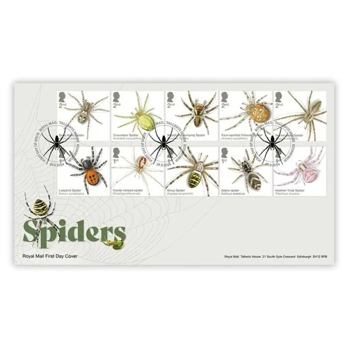 GB 2024 SPIDERS First Day Cover Stamp Set, TH Bureau pmk, issue date 26/09/2024