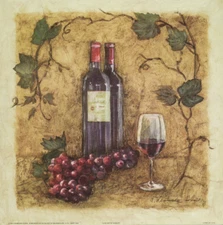 Merlot & Cheese A Glass of Merlot by Charlene Olson Set of 2 12x12