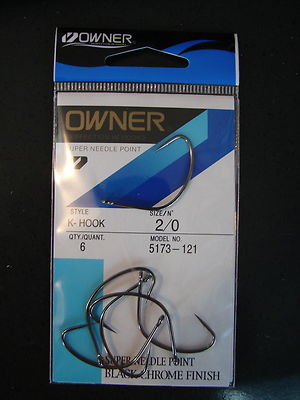 Owner Super Needle Point K-Hook Wide Gap Black Chrome Finish 5173-131 Size 3/0