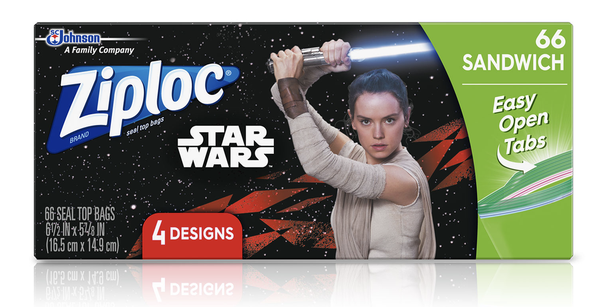 Star Wars Ziploc Sandwich Bags, Box of 66 Bags, 2-Pack = 132 Bags