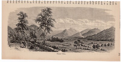 PLEASANT VALLEY -Appalachian Mountain Pastoral Scene 1872 Antique Wood Engraving