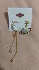 Gorgeous Space-Themed MOON STAR PLANET Dangle Earrings NEW