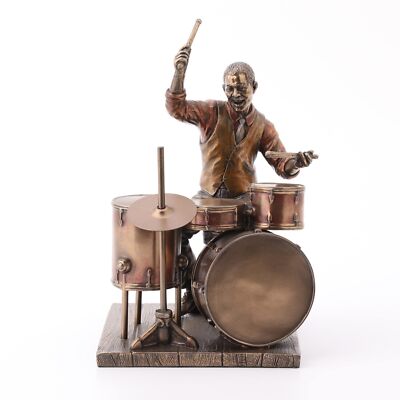 Veronese Design 8'' Jazz Band Drummer Resin Figurine Bronze Finish Statue