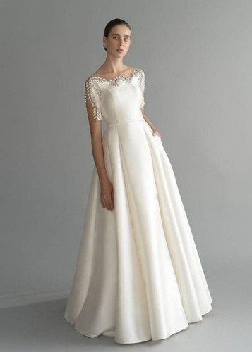 Brautkleid Hochzeitskleid Luxus Braut Hochzeit 3/4 Arm Weiß Ivory 34 36 38 - Bild 1 von 9