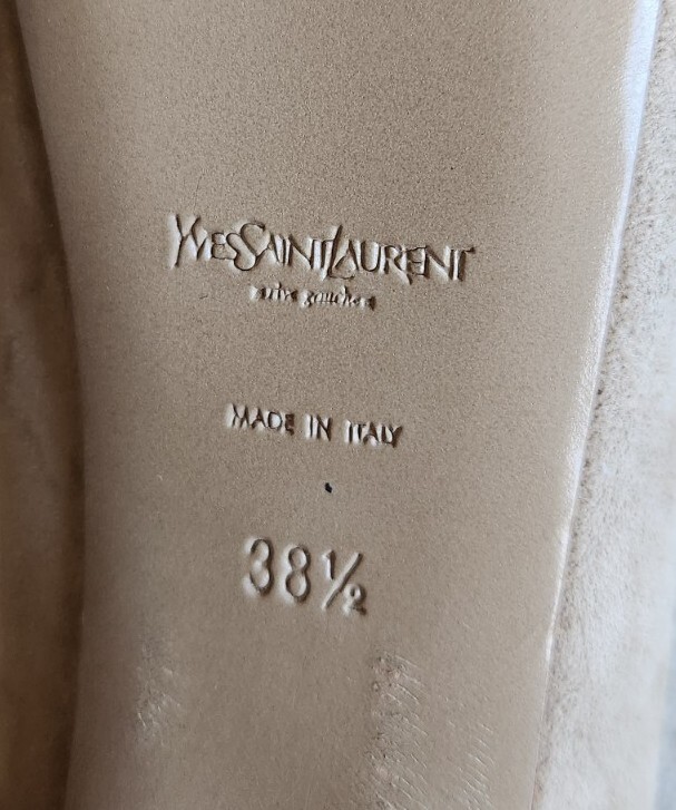 Scarpe decolte Yves Saint Laurent Tribute Tribtoo beige scamosciate plateau taglia 38 5