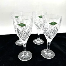 Shannon Godinger Dublin 24% Lead Crystal Glass Wine Goblets Glasses 8'' Set of 4