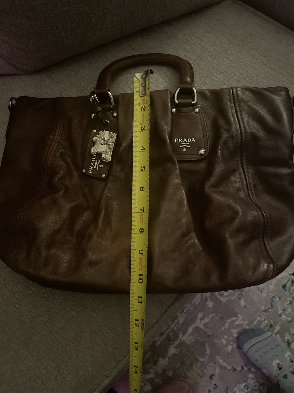 Authentic PRADA  Bag in rich brown leather - image 7
