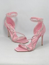 $1290 Alexander McQueen Crystal Satin Ankle-Cuff Cocktail Sandals size 36.5
