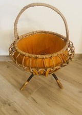 Cestino in vimini rattan vintage, Bonacina Italia 1950 tito agnoli franco albini