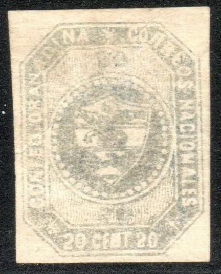 Colombia Scott 6a Gray Blue VF Used Four Margins Issued 1859