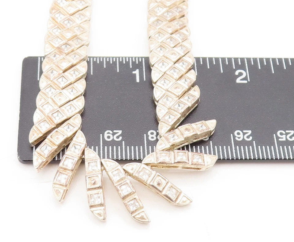 ROSS SIMONS 925 Silver Vintage Gold Plated Swirly Topaz Band Necklace NE4192 - Imagem 4 de 4