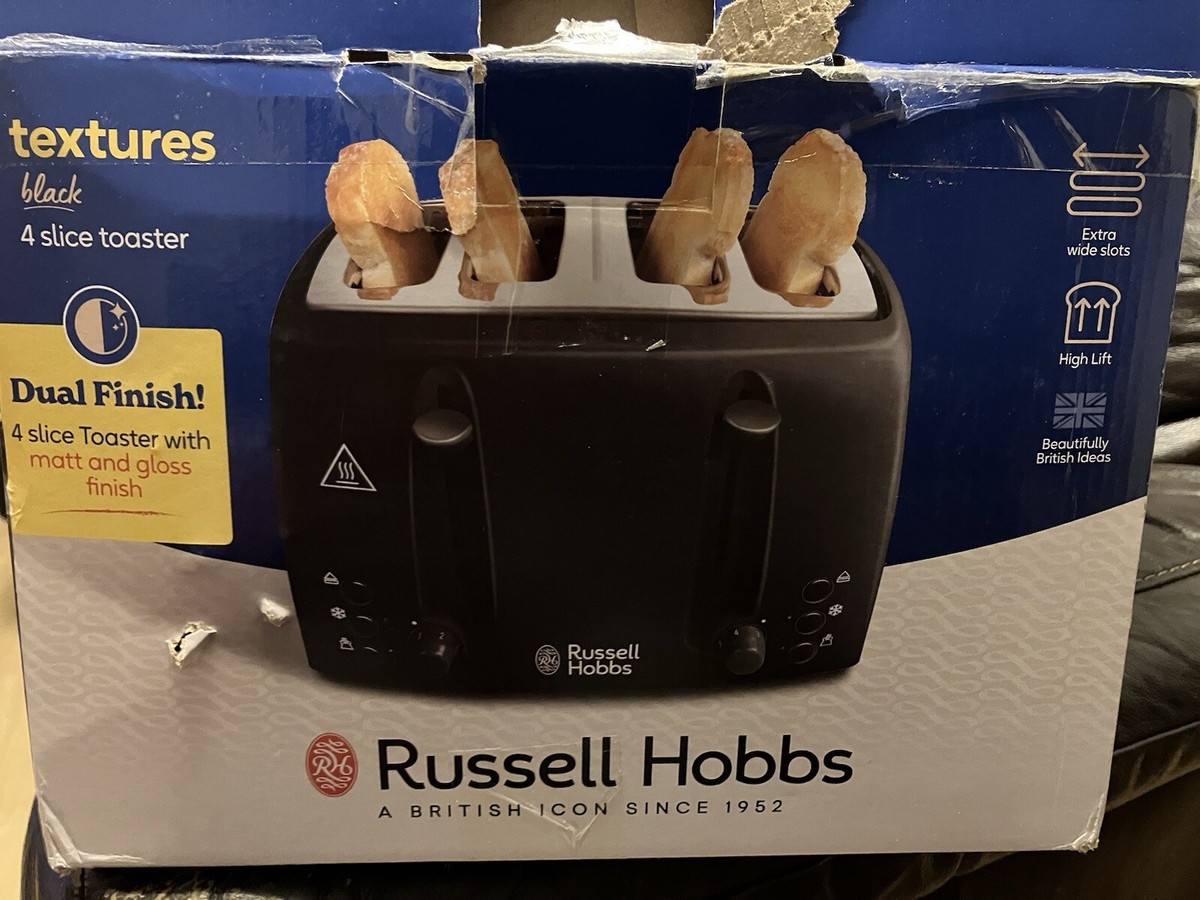 Russell Hobbs, Textures Slice Toaster, Black, 1500W, 21651 UK - Main Image