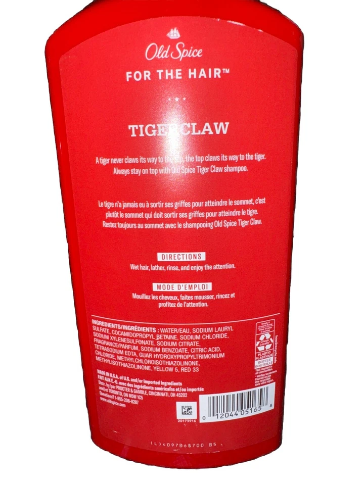 Old Spice Tiger Claw Men's Shampoo, All Hair Types, 21.9 fl oz NEW Lot of 2 - Image 3 of 3