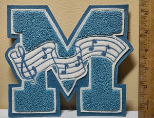 Varsity Letter Jacket Letter M Music Band Light Blue 6 3 4 Brand New Hs Rare Ebay