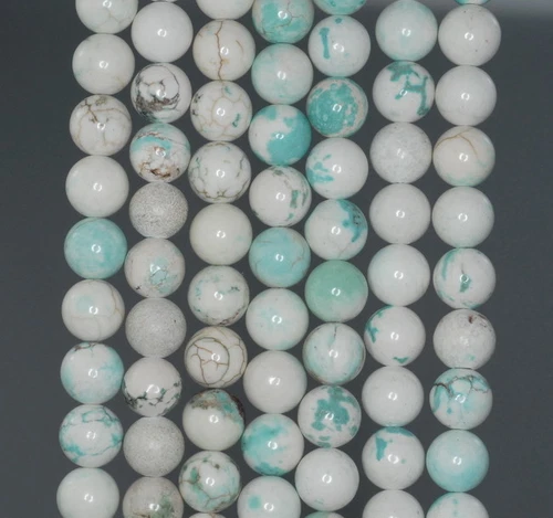 7 - 8 MM TÜRKIS HOWLITH EDELSTEIN RUND LOSE PERLEN 16 ZOLL - Bild 1 von 4