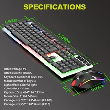 Wired Gaming Keyboard and Mouse Kit Backlit Mechanical for Computer Desktop