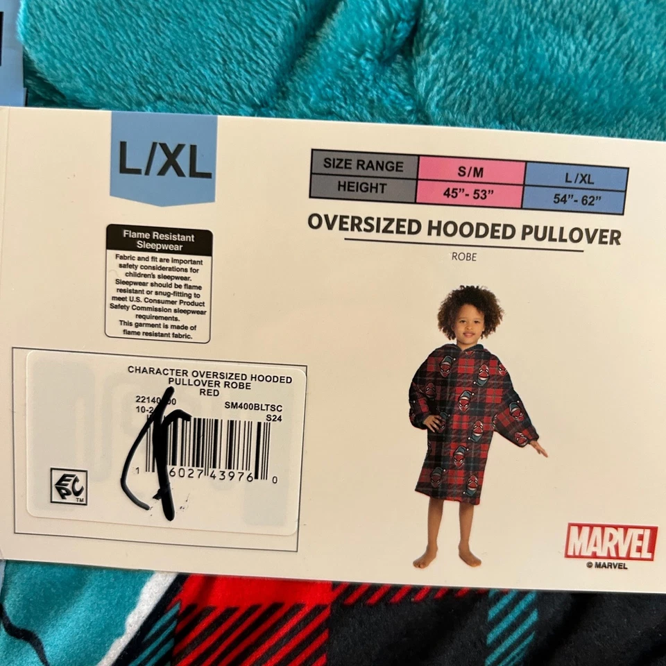 Marvel Spiderman Grande Capucha Pullover Bata Felpa Franela Juvenil L/XL Foto 4 de 4