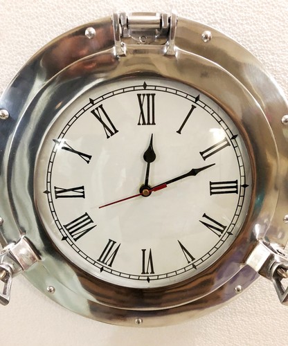 Vintage Navigation Marine Brass Ship Porthole Clock 11'' Ship Window Wall Clock - Picture 2 of 5