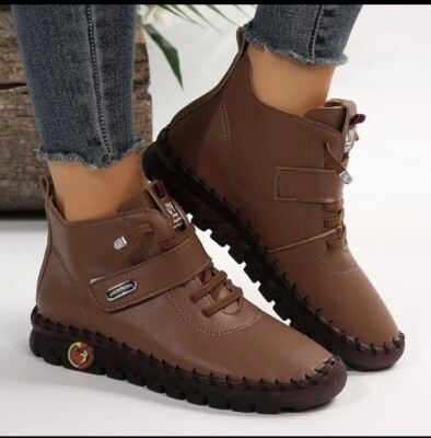 botas de piel sintetica Para Mujer Ortopédicos  Botines De Lana
