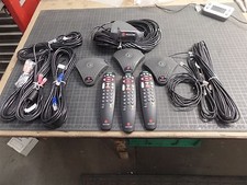 LOT OF POLYCOM CONFERENCING EQUIPMENT, MICROPHONES, CABLES, REMOTES, ETC...
