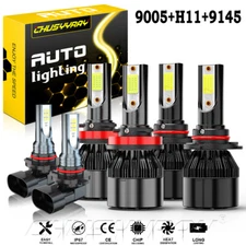 6P For Toyota Tundra 2007-2013 Combo H11 9005 9145 LED Headlight Fog Light Bulbs