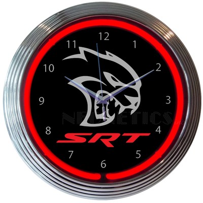 Dodge Challenger Hellcat Logo Red Neon Hanging Wall Clock 15'' Diameter 8HELLC