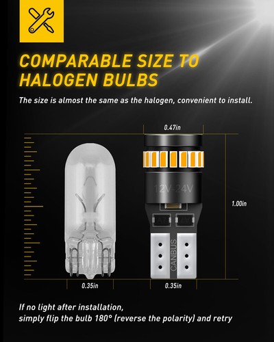 10X Amber AUXITO 175 2825 Light Bulb Super Bright 168 194 T10 LED - Foto 4