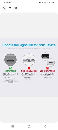 LENTION USB-C to USB 3.0 HUB Splitter PD Charger Power Adapter for Android Mac - Picture 7 of 8