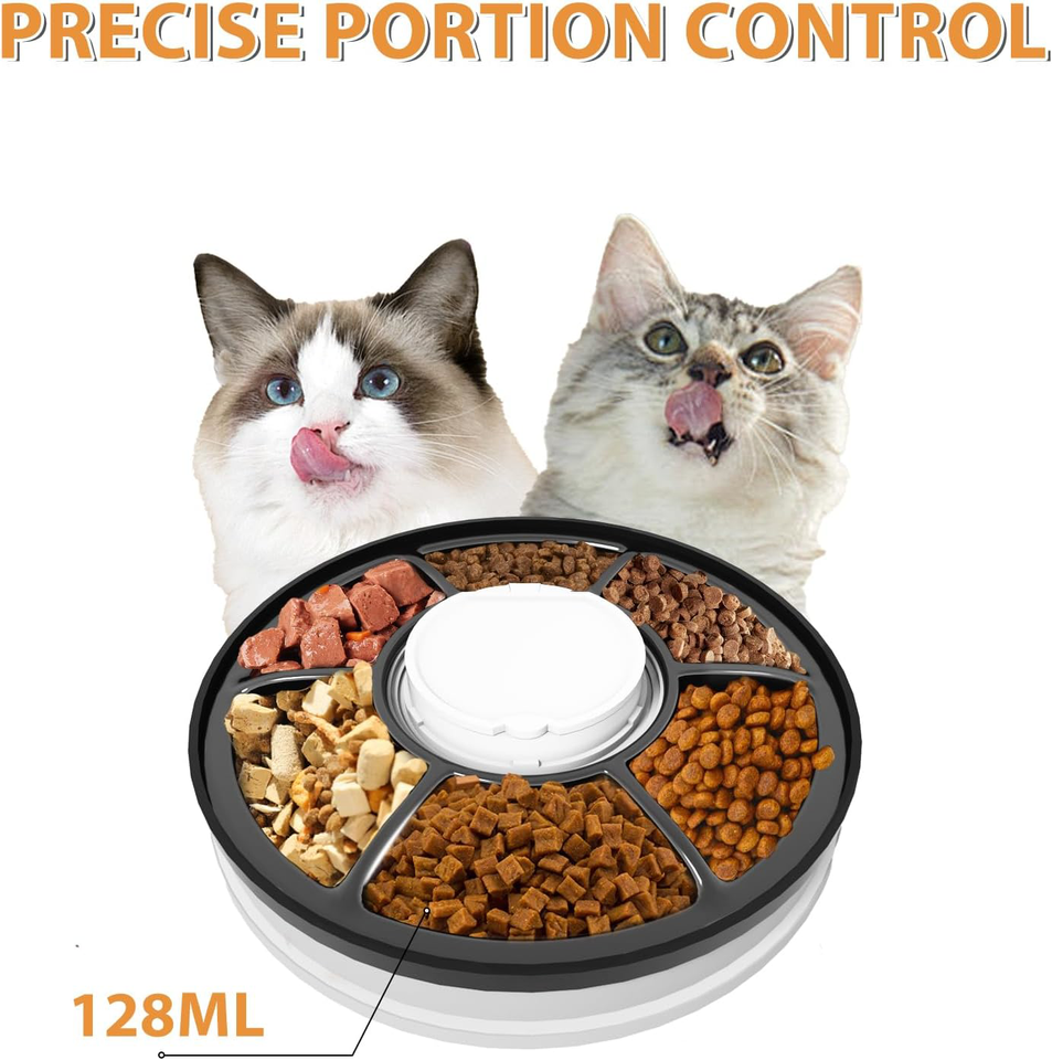 Automatic Cat Feeder Wet Food/Dry Food, 6 Meal Timed Pet Feeder Easily