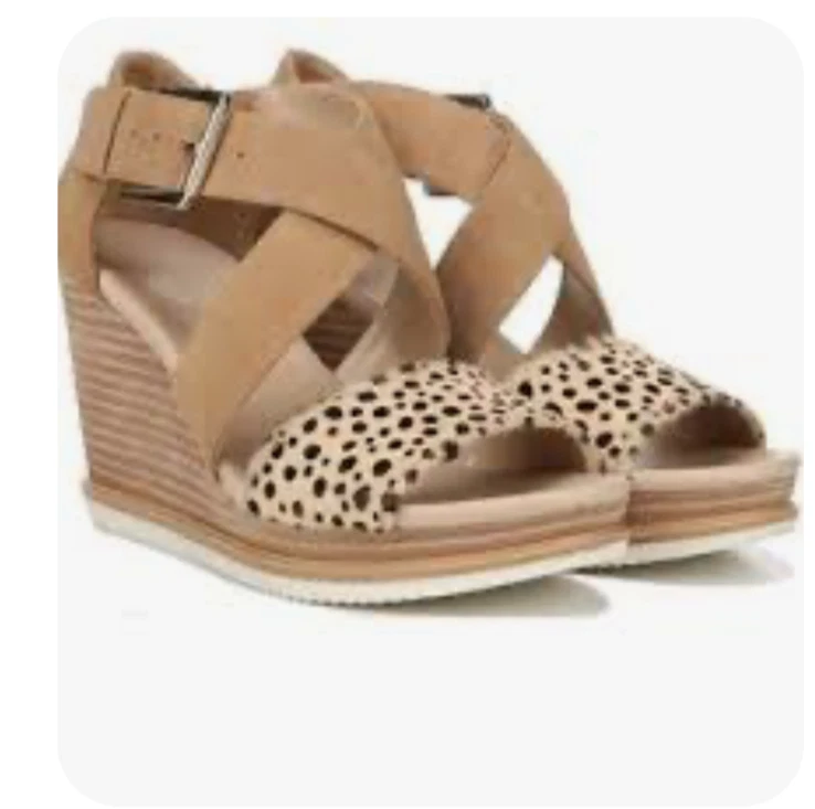 Sandálias anabela Dr Scholls coleção original couro marrom estampa animal - Imagem 2 de 4