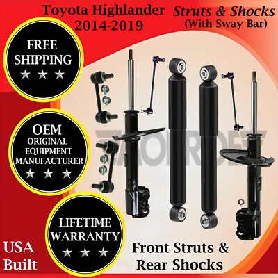 Monroe OEM Front Strut & Rear Shock w/ Sway Bar For 2014-2019 Toyota Highlander