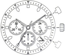 Miyota JS25 Movement Japan 3 Hands, Date at 4:30