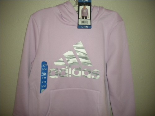 Adidas Girls Size Large 14 Lt Purple Pullover Hoodie Sweatshirt NWT - Picture 4 of 6