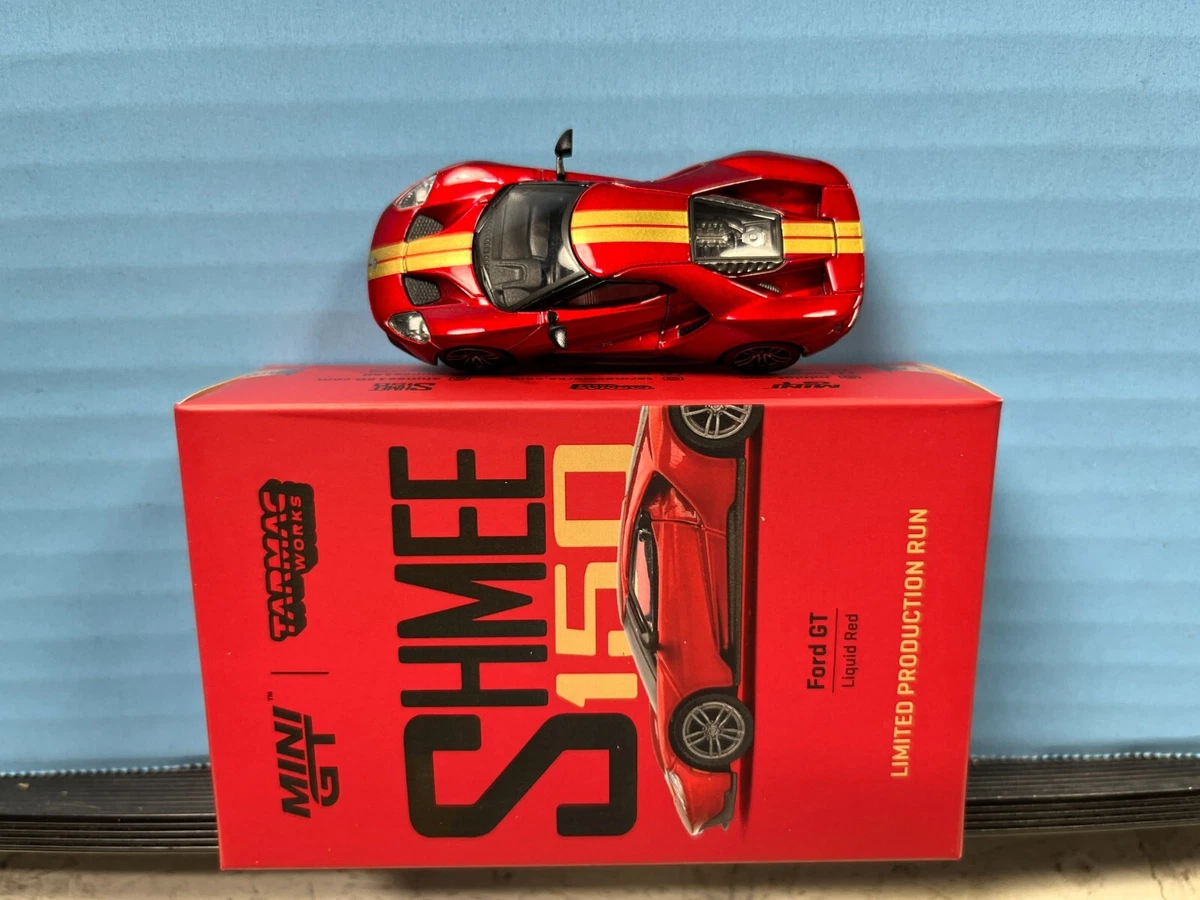 1 64 TARMAC WORKS MINI GT SHMEE FORD GT LIQUID RED GOLD STRIPES