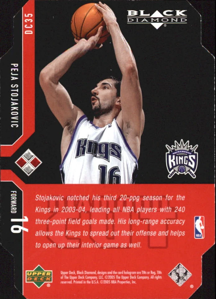 2004-05 Black Diamond Die Cuts Double Diamond #DC35 Peja Stojakovic - NM-MT - Image 2 of 2
