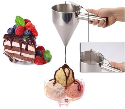 1pc Pancake Batter Dispenser Stainless Steel Funnel Dispenser with Stand Holder - Picture 6 of 11