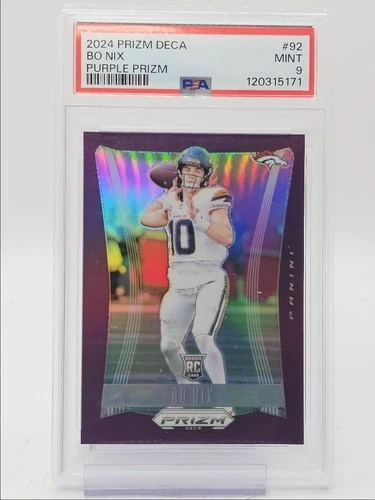 BO NIX 2024 PANINI PRIZM DECA ROOKIE FOOTBALL PURPLE RC /99 PSA 9 Q4571