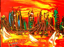 CITYSCAPE painting Abstract Modern Art Contemporary WALL DECOR EY3rG4F