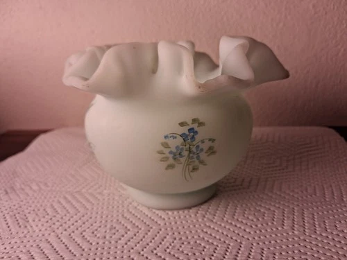 Vintage Fenton VASE Rose Hand Painted Signed by artist