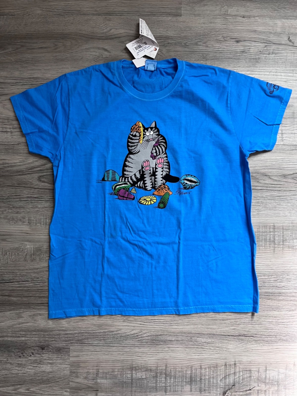 NEW nwt B Kliban Crazy Shirts T-Shirt XXL Seashell Cat Hawaii blue Hawaii dyed