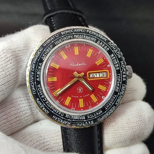 ⭐VINTAGE Soviet watch Raketa cities bakelite bezel mechanical 2628H Made in USSR